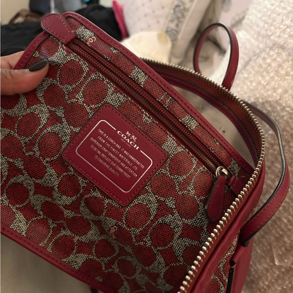 Coach Burgundy Patterned Tote Bag - Picture 3 of 5